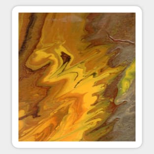 Yellow Brown Abstract Painting Sticker